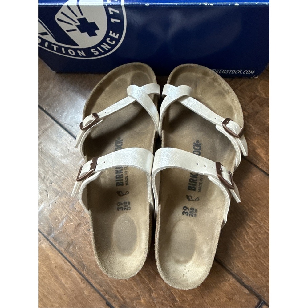 Birkenstock Mayari Graceful Pearl White Sandals Birks Sz 39 US 8 - Picture 3 of 9
